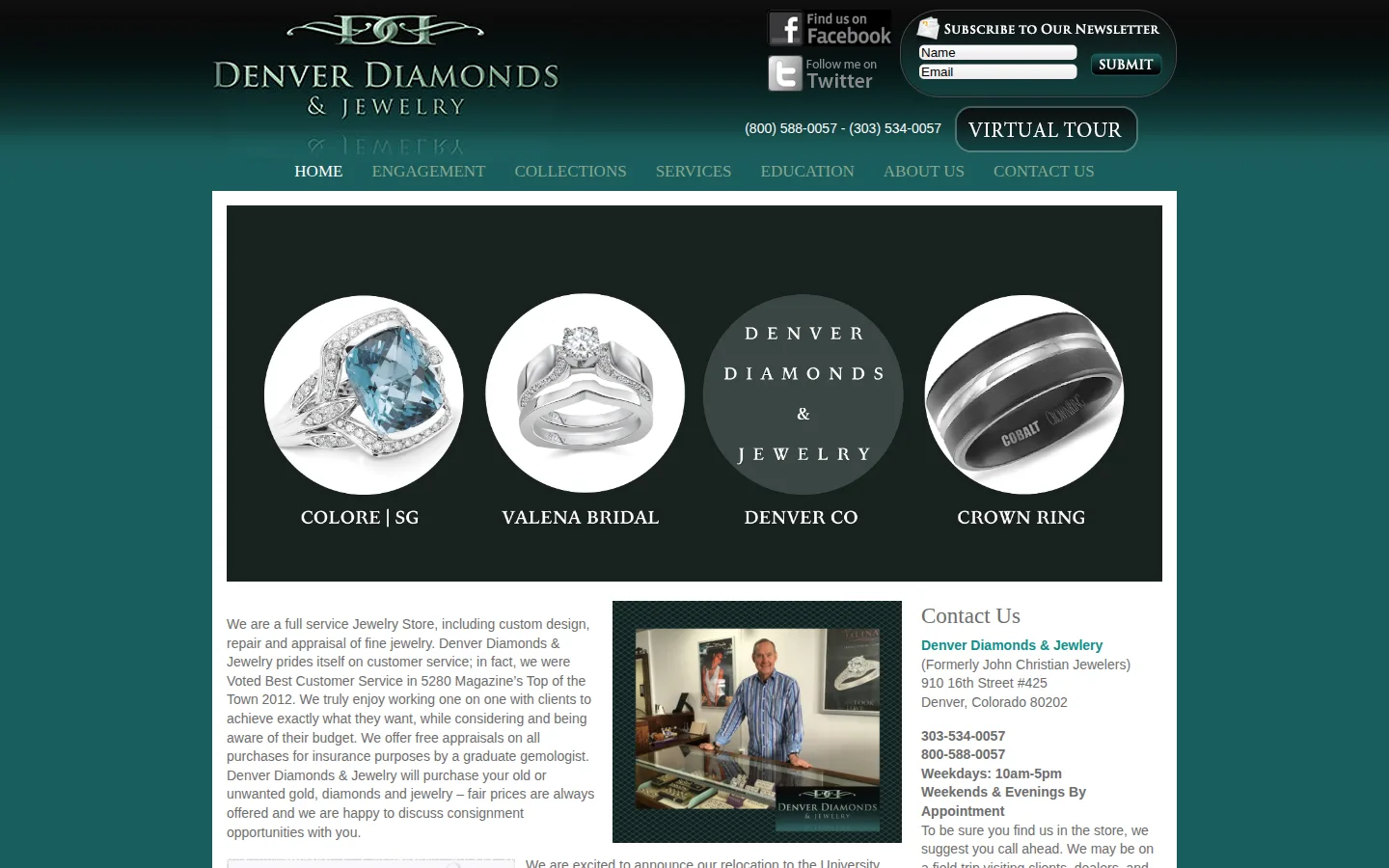 Captured website of Denver Diamonds & Jewelry