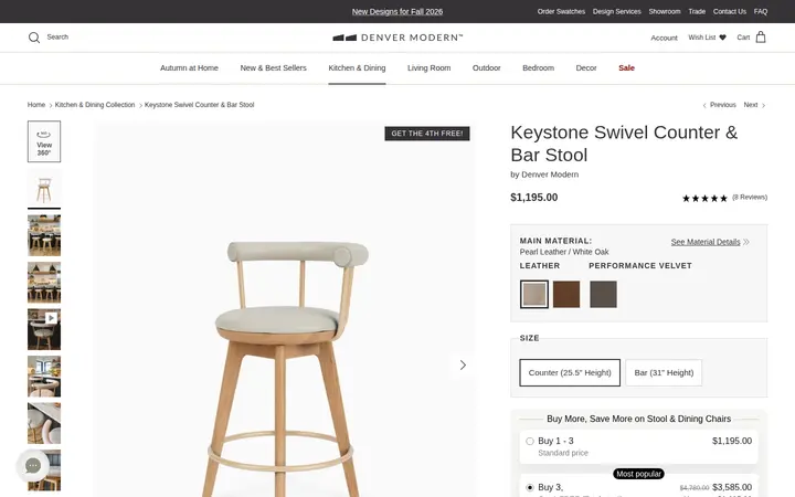 /collections/kitchen-collection/products/keystone-swivel-stool — Denver Modern Showroom