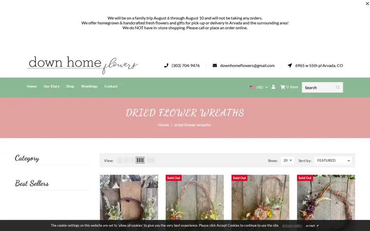 /collections/dried-flower-wreaths — Down Home Flowers