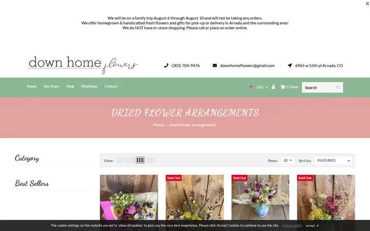 /collections/dried-flower-arrangements — Down Home Flowers