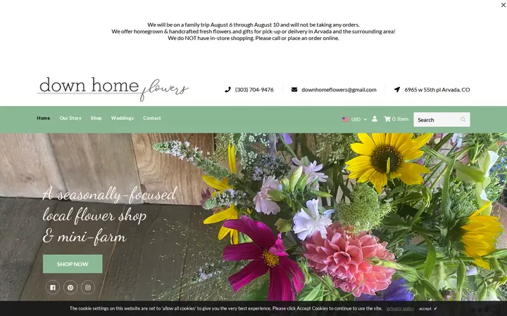 Website of Down Home Flowers