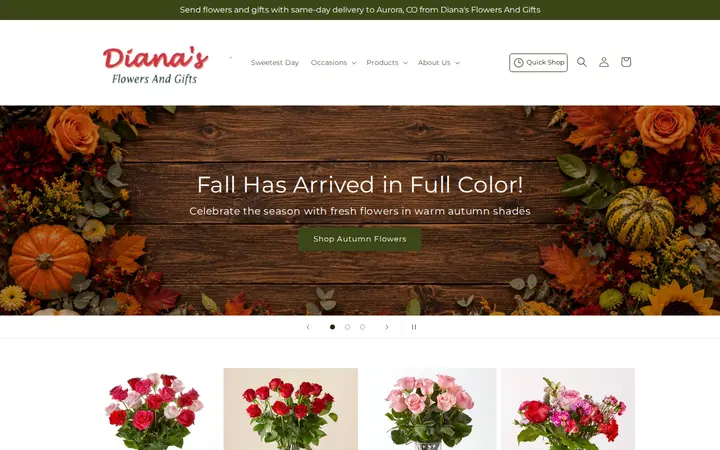 Website of Diana's Flowers & Gifts