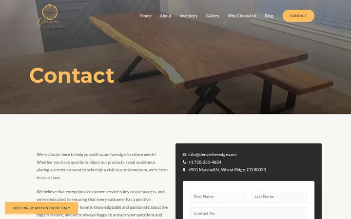 Website of Denver Living Edge – Handcrafted Live Edge Tables & Furniture