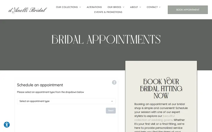 /schedule-an-appointment — d'Anelli Bridal & Special Occasion