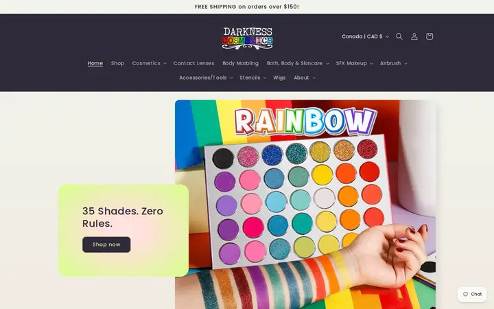 Website of Darkness Cosmetics