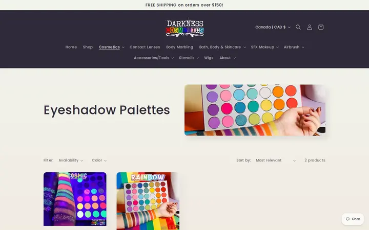 /collections/eyeshadow-palettes — Darkness Cosmetics