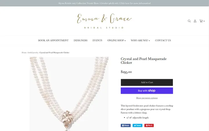 /collections/jewelry/products/crystal-and-pearl-masquerade-choker — Emma and Grace Bridal Studio Denver