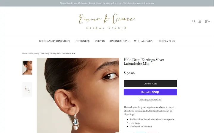 /collections/jewelry/products/sylve-drop-earrings-white-pearl-copy-3 — Emma and Grace Bridal Studio Denver