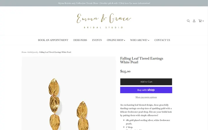 /collections/jewelry/products/falling-leaf-tiered-earrings-white-pearl — Emma and Grace Bridal Studio Denver