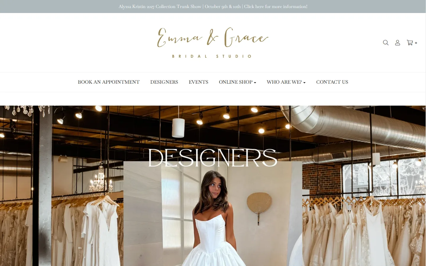 Captured website of Emma and Grace Bridal Studio Denver