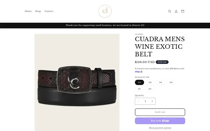 /products/cuadra-mens-wine-exotic-belt — El Centenario Joyeria