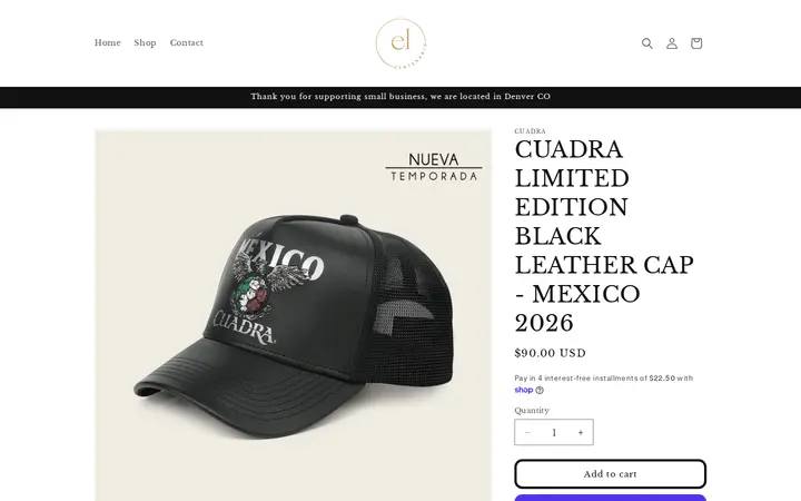 /products/cuadra-limited-edition-black-leather-cap-mexico-2026 — El Centenario Joyeria
