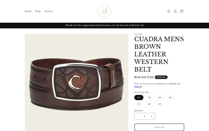 /products/cuadra-mens-brown-leather-western-belt — El Centenario Joyeria