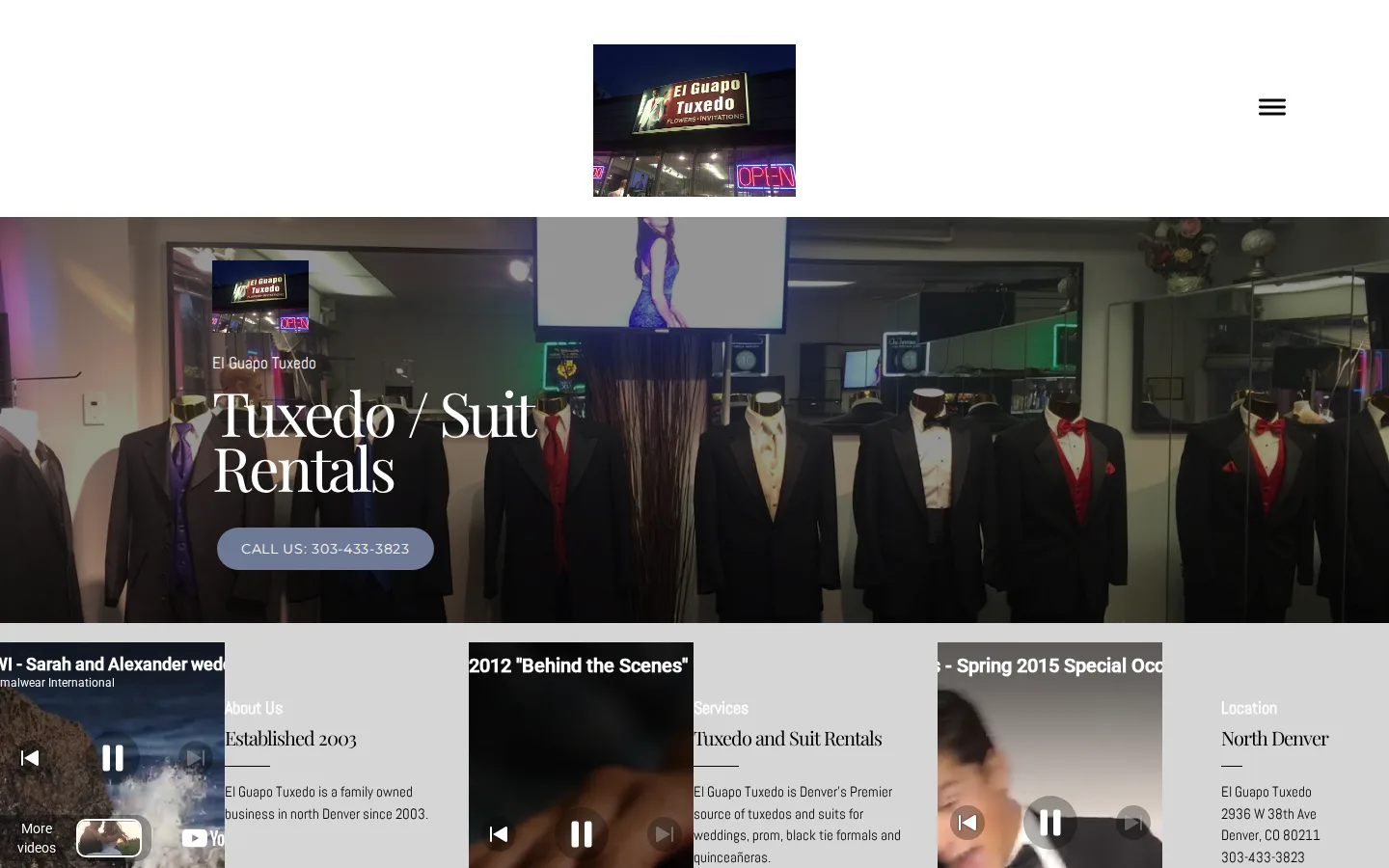 Captured website of El Guapo Tuxedo