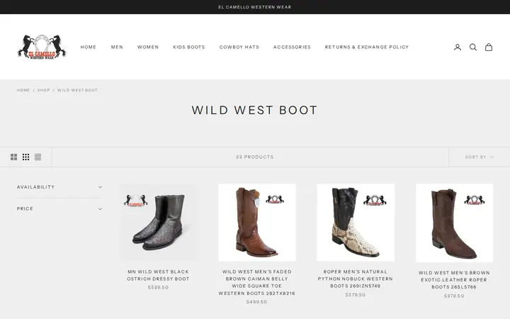 /collections/wild-west-boot — El Camello Western Wear
