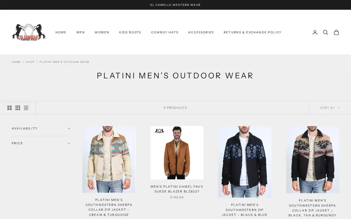 /collections/platini-men-s-outdoor-wear — El Camello Western Wear
