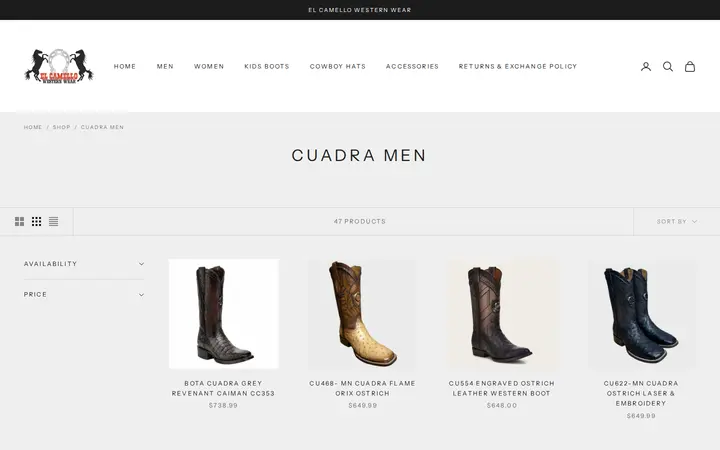 /collections/cuadra — El Camello Western Wear