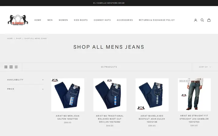 /collections/shop-all-mens-jeans — El Camello Western Wear