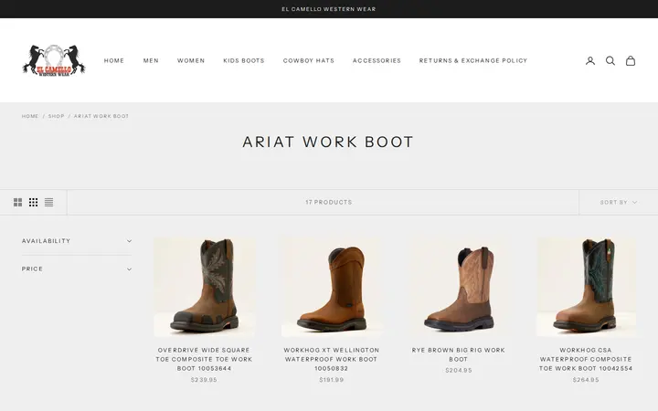 /collections/ariat-work-boot — El Camello Western Wear
