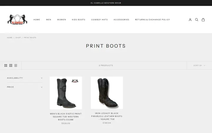 /collections/print-boots — El Camello Western Wear