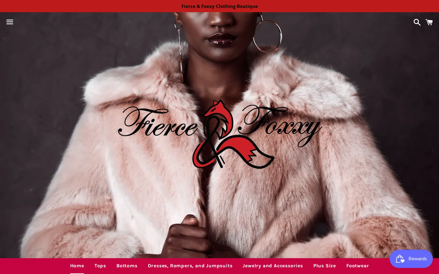 Captured website of Fierce and Foxxy Clothing