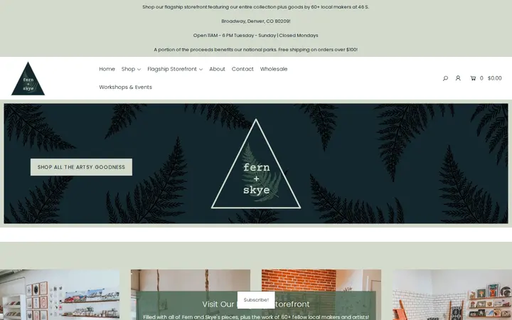 Website of Fern and Skye Gallery LLC