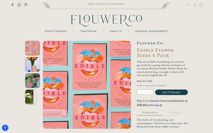 /products/edible-flower-seed-6-pack — Flouwer Co.