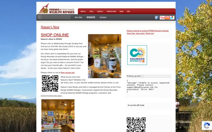 Website of Nature's Nest Books and Gifts