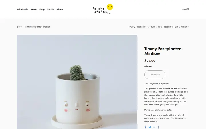 /shop/timmy-faceplanter-medium-preorder-will-ship-july-15 — Friend Assembly Pottery Studio & Shop