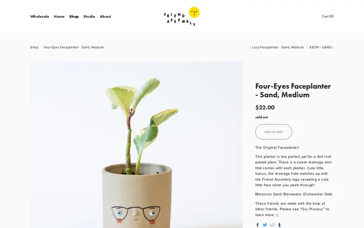 /shop/four-eyes-faceplanter-sandmedium-preorder-will-ship-july-15 — Friend Assembly Pottery Studio & Shop