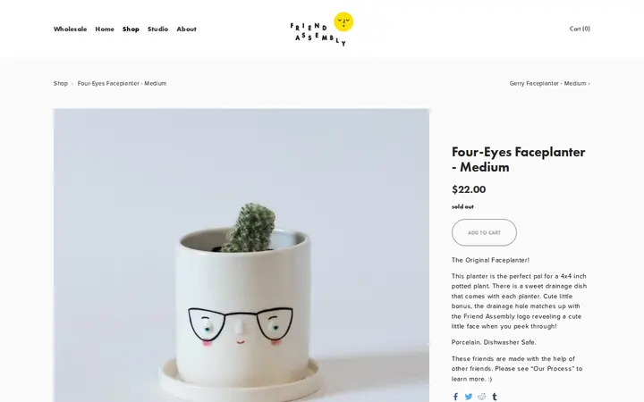 /shop/four-eyes-faceplanter-medium-preorder-will-ship-july-15 — Friend Assembly Pottery Studio & Shop