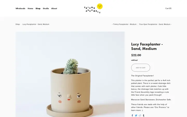 /shop/lucy-faceplanter-sand-medium-preorder-will-ship-july-15 — Friend Assembly Pottery Studio & Shop