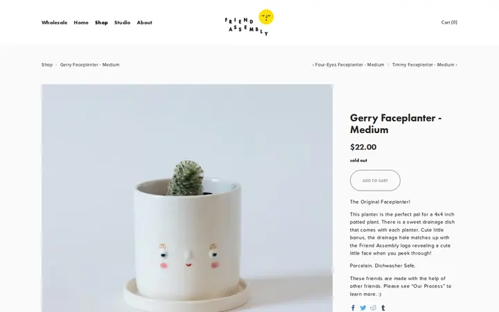 /shop/gerry-faceplanter-medium-preorder-will-ship-july-15 — Friend Assembly Pottery Studio & Shop
