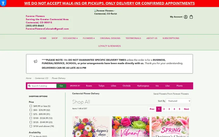 Website of Forever Flowers