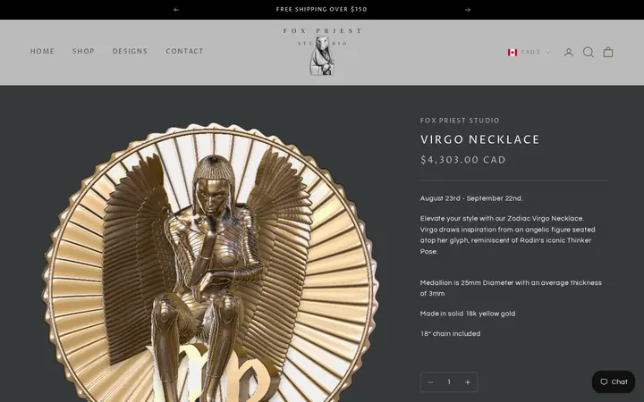/products/virgo-necklace-925-zodiac-sterling-silver-jewelry-statement-thinker-pose-3-d — FOX PRIEST STUDIO