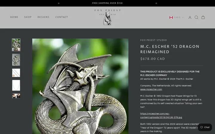 /products/dragon-necklace-sterling-silver-statement-jewelry-three-dimensional — FOX PRIEST STUDIO