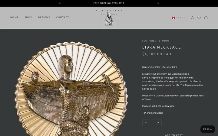 /products/libra-necklace-zodiac-jewelry-925-sterling-silver-bold-egyptian-inspired — FOX PRIEST STUDIO