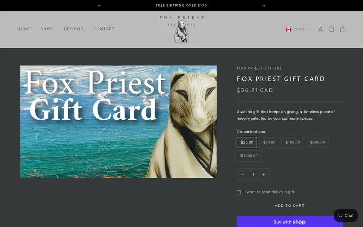 /products/fox-priest-gift-card — FOX PRIEST STUDIO