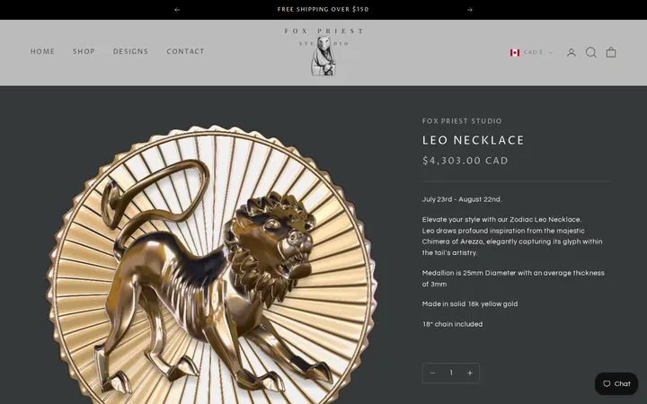 /products/leo-necklace-925-sterling-silver-zodiac-jewelry-birth-month-july-august — FOX PRIEST STUDIO