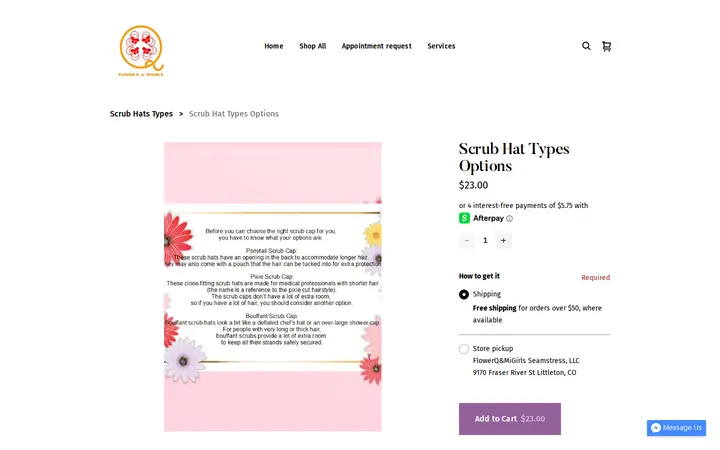 /product/scrub-hat-types-options/89 — FlowerQ&MiGirls Seamstress, LLC; Alterations & Sewing in Denver