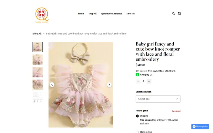 /product/baby-girl-fancy-and-cute-bow-knot-romper-with-lace-and-floral-embroidery/103 — FlowerQ&MiGirls Seamstress, LLC; Alterations & Sewing in Denver