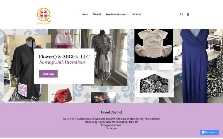 Website of FlowerQ&MiGirls Seamstress, LLC; Alterations & Sewing in Denver