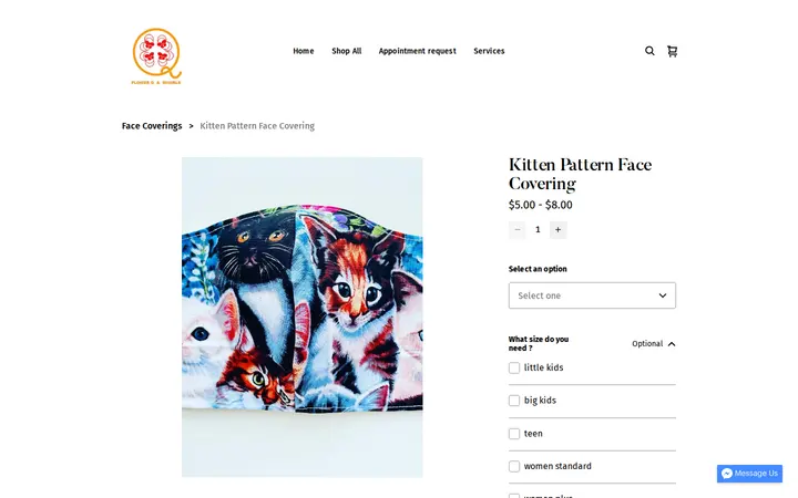 /product/kitten-pattern-face-covering/87 — FlowerQ&MiGirls Seamstress, LLC; Alterations & Sewing in Denver