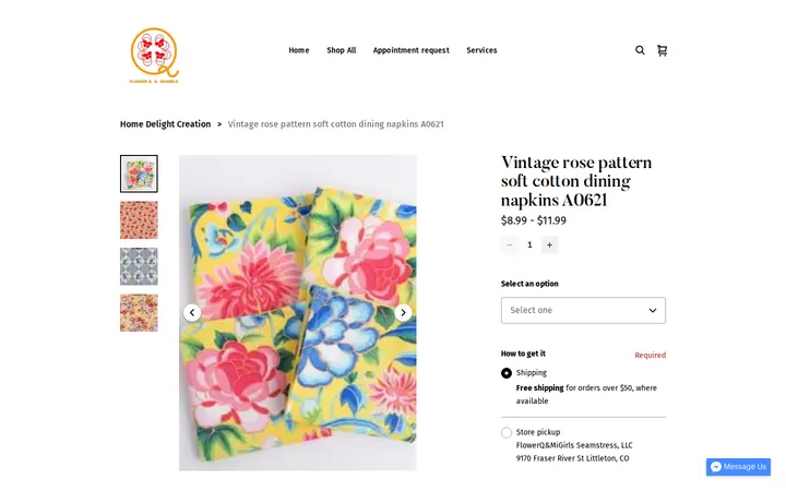 /product/vintage-rose-pattern-soft-cotton-dining-napkins-a0621/97 — FlowerQ&MiGirls Seamstress, LLC; Alterations & Sewing in Denver