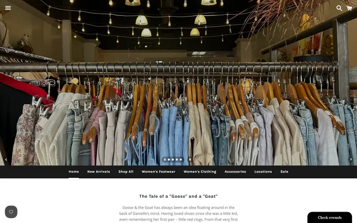 Website of Goose & the Goat Shoes, Clothing, Accessories