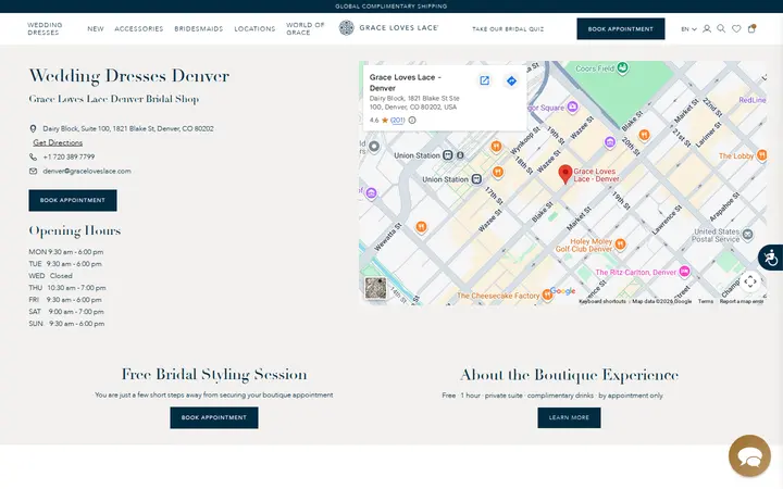 Website of Grace Loves Lace - Denver