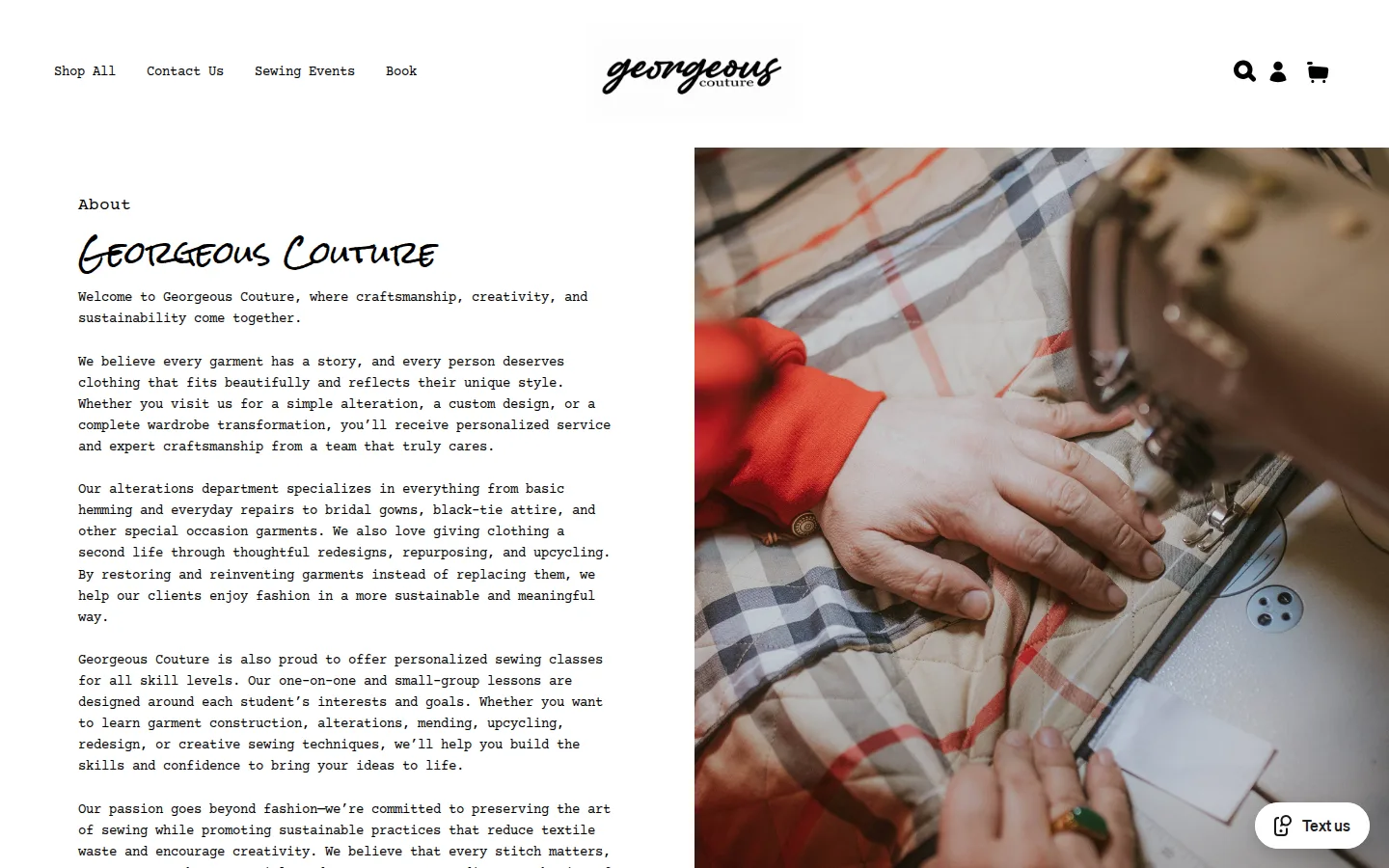 Captured website of Georgeous Couture