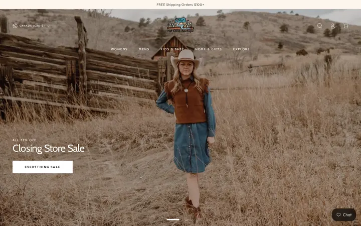 Website of Hat Creek Boutique