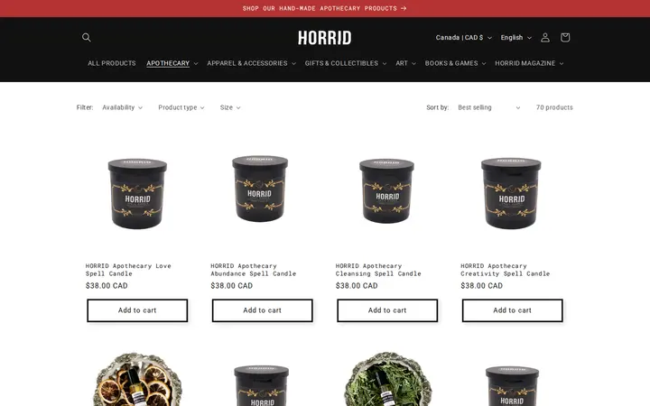 /collections/apothecary — HORRID