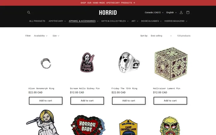 /collections/apparel-accessories — HORRID